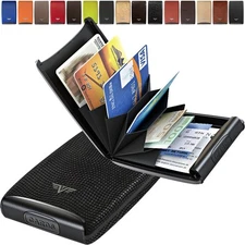 Tru Virtu Leather Aluminum Credit Card Case Business Card Holder Bank Card Case