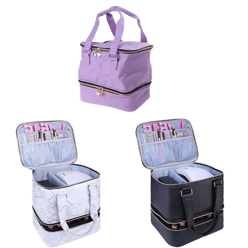 Double Layer Portable Nail Polish Storage Box Organizer Bag