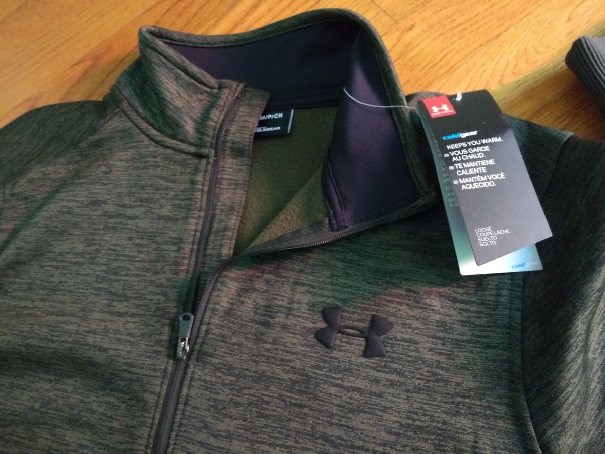 NWT Under Armour Men's Coldgear 1/4 Zip Pullover Sweatshirt Green 1320745