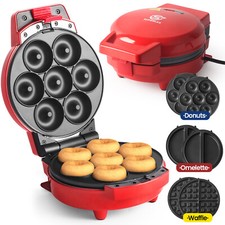 SUPERLEX 3-in-1 Waffle Omelette Doughnut Maker Multifunction Replaceable 6 Slice