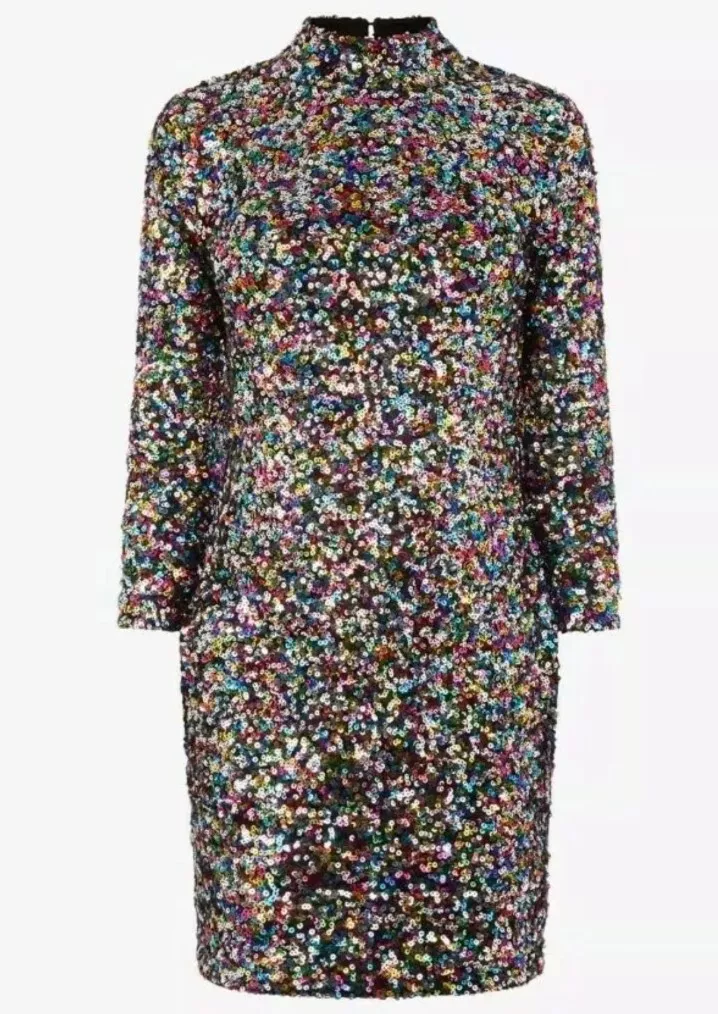 Warehouse high hotsell neck sequin dress