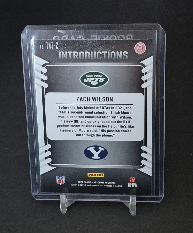 2021 Panini Absolute  #INT-2 ZACH WILSON  Introductions Rookie  - Image 2 of 2