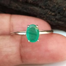 Natural Emerald Gemstone 925 Sterling Silver Engagement Ring Gift For Women