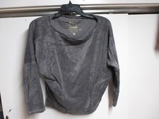 VICTORIA'S SECRET PLUSH  LUSH WOMENS VELOUR SWEATSHIRT XS GRAY W/POCKETS
