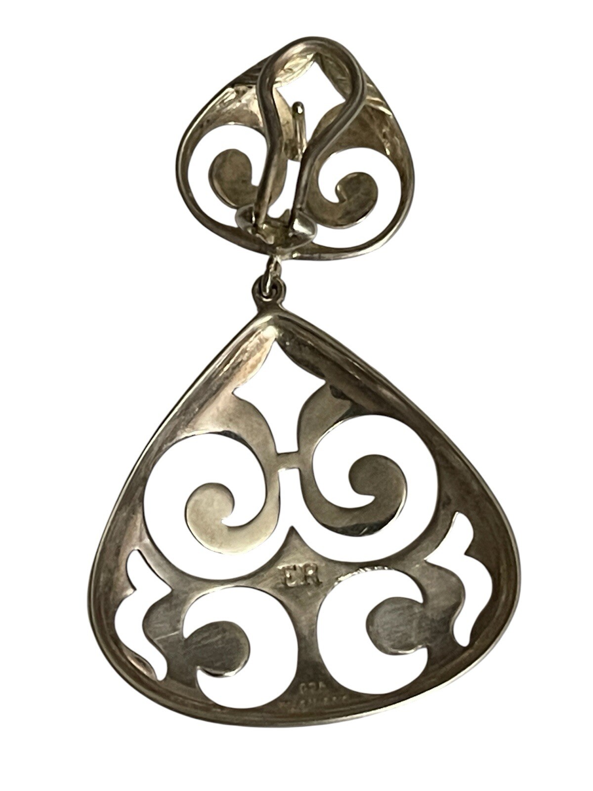 Classy Sterling Drop Dangle Open Work Earrings 2 … - image 3