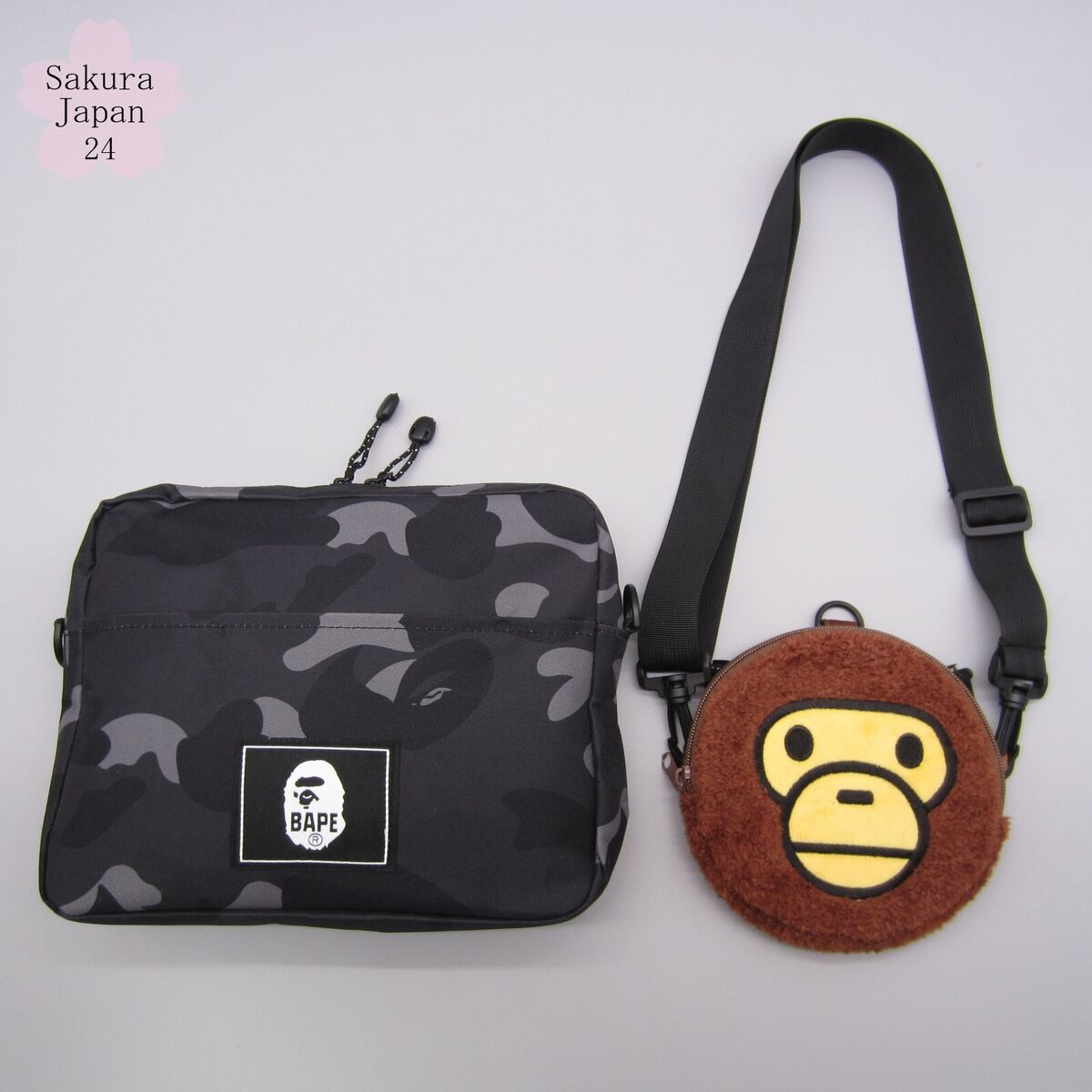 BAPE KIDS A Bathing Ape Camo Black Shoulder Bag MILO Pouch BAPE KIDS A Bathing Ape Camo Black Shoulder Bag MILO Pouch
