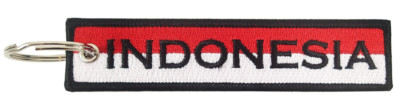 INDONESIA Flag Key Chain 100% Embroidered - Bali Java Jakarta