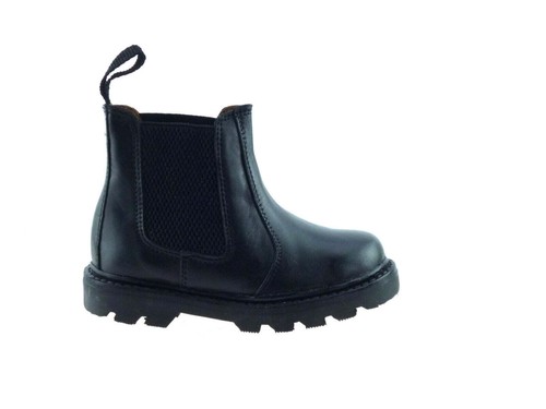 NIÑOS NIÑOS NIÑOS BEBÉS CUERO REAL NEGRO SUELA DE GOMA CHELSEA BOTAS DE DISTRIBUIDOR ZAPATOS TALLA - Imagen 4 de 27