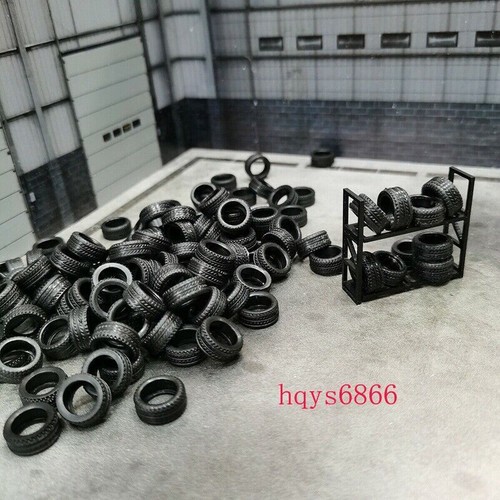 80/100 Piezas Neumático Goma 1/43 1/64 Hágalo Usted Mismo Modelo de Coche Neumático con Rack Diorama Accesorios - Imagen 10 de 20