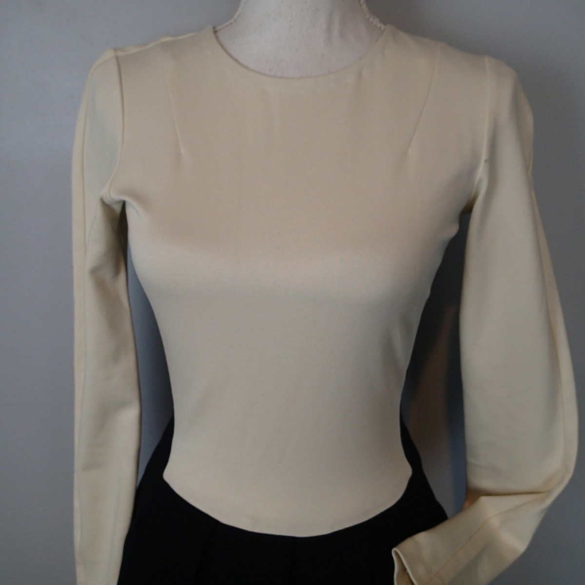 ARITZIA WILFRED LONG SLEEVE DRESS Sz 4 stretch cream black pockets | eBay