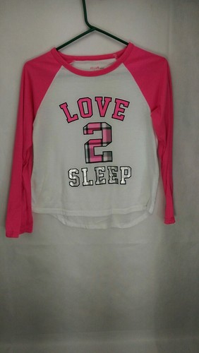 Baseball Style Sleepshirt Shirts Delia's Girl "Love 2 Sleep" White and Purple - Picture 2 of 7