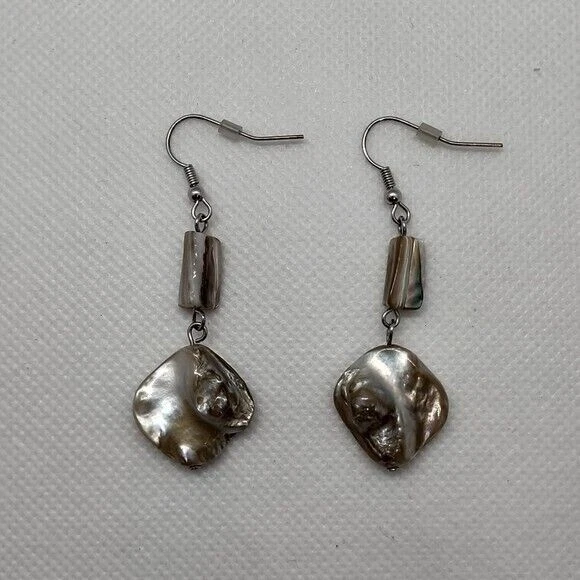 Pendientes concha de madreperla perforados colgantes costeros Beach Resort fregona 2" de largo Foto 4 de 4