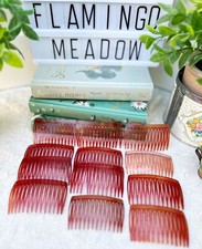 Vintage Plastic Side Hair Combs Reddish Brown Lot 12 Supply