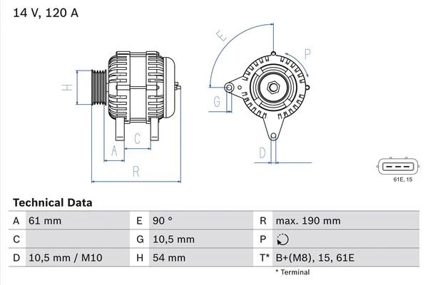 GENERATOR 0 986 044 841 FÜR BMW 3/E46/5/E9/7/E8/X5/SAV/E5 M47D20 2.0L 4cyl 3 E46 - Image 2 of 4