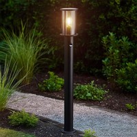 AußEnleuchte Stehlampe Wegeleuchte Glas Rauch Edelstahl Schwarz Bewegungsmelder