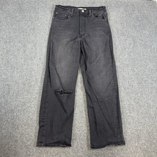 Levi's Jeans Womens 30 Fits 28x27 Black Ribcage Straight Ankle Button Fly