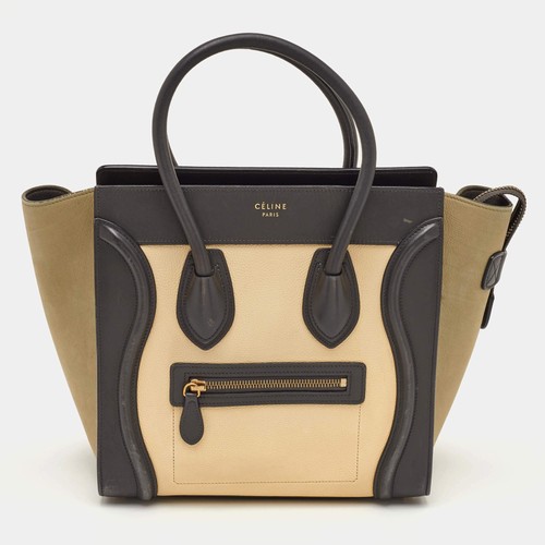 Celine Luggage Micro Multicolor Leather and Nubuck Leather Tote
