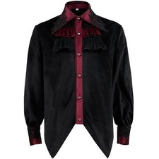 Hot Mens Steampunk Medieval Cosplay Gothic Victorian Shirt Party Uniform Tops