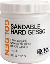 Sandable Hard Gesso by GOLDEN, 8 Fl. Oz. Jar, Professional Acrylic Gesso, Opaque
