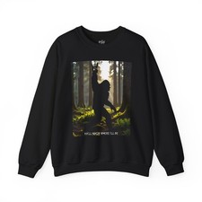 Bigfoot Forest Silhouette Sweatshirt  Sasquatch Woodland Scene