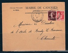 Fre enveloppe affranchissement mixte Semeuse camée Paix  66 Canohès  1937