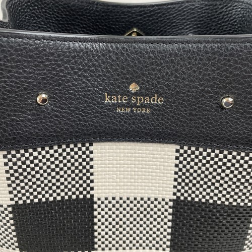 Kate Spade Marti Gingham Woven Fabric Small Bucket New - Picture 9 of 10