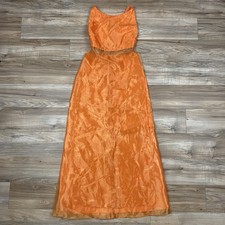 Vintage Jessica McClintock Gunne Sax 2 Piece Dress Womens 7 Orange Beaded Formal