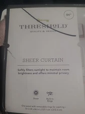 Threshold Sheer Contrast Edge Window Curtain Panel, Pink/White, 54"x108"