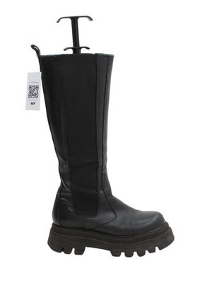 Alohas Damen Stiefel UK 4 Schwarz 100% Leder Plateau