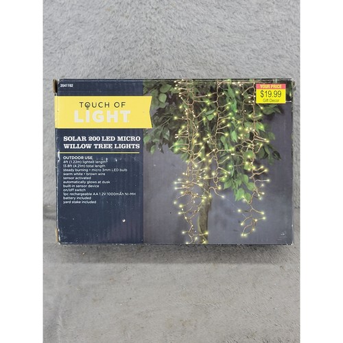 Touch of Light Solar 200 LED Micro Willow Tree Lights Warm White Brown Wire 4ft