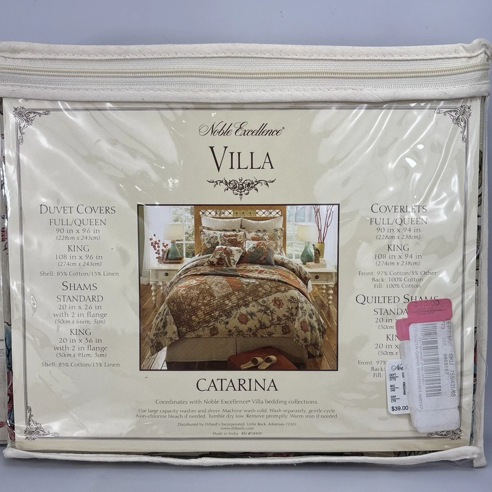 两个全新 Noble Excellence Villa Catarina King Sham 全新 20 英寸 x 36 英寸植物 — 第 3/4 张图片
