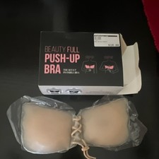 Beauty Full Women s Adhesive Bra 32A Beige Strapless Backless Push-Up Lace-Up