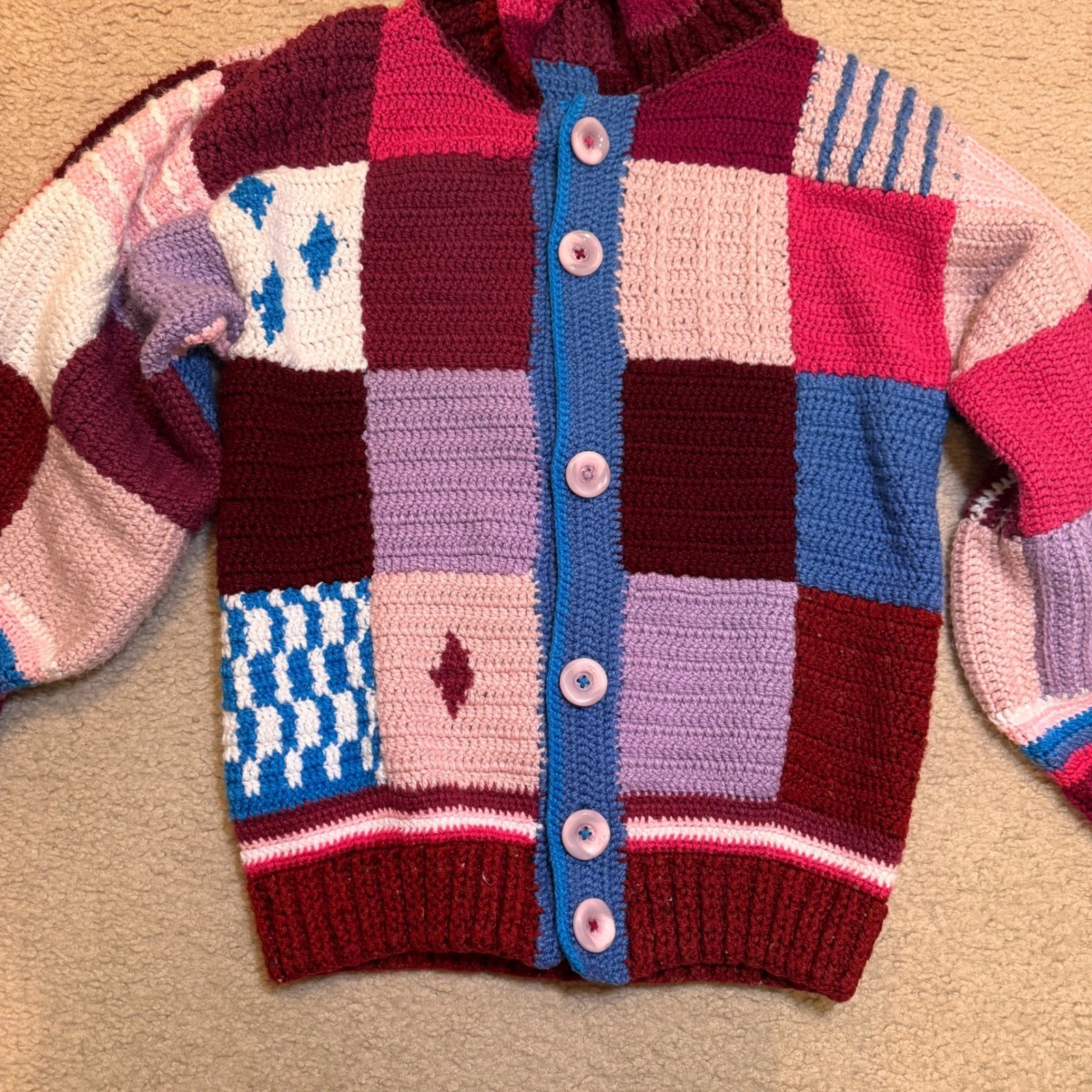 Handmade Artesian Patchwork Crochet Cardigan Swea… - image 2