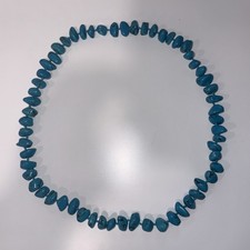 Natural Blue Turquoise Graduated Nugget Boho Statement Necklace 28" Genuine