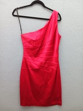 Calvin Klein Women's Sheath Mini Dress 8 Red Solid One Shoulder