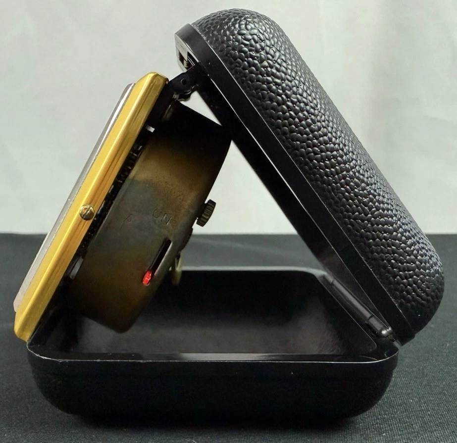 Equity Vintage Travel Alarm Clock Wind Up Fold Up Style in Black Case Works - Image 2 of 4