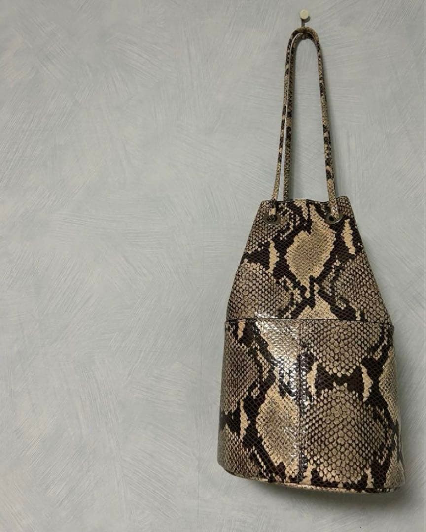 Marco Masi Python Drawstring Handbag, Leather, Ex… - image 5