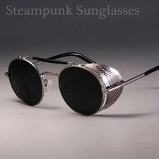 Retro Gothic Steampunk Sunglasses Black, Gold Polarized Metal Frame Glasses