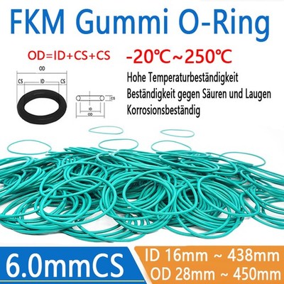 Grün O-Ring Dichtung FKM Dichtungsringe O Ring Schnurstärke 6mm Dichtungsscheib