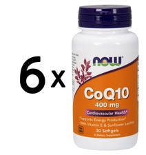 6 x NOW Foods CoQ10 with Vitamin E & Sunflower Lecithin, 400mg (833,28 EUR/kg)