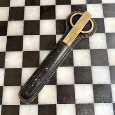 Vintage Germany Marked Desk Set Scissors 8" Letter Opener Leather Sheath MCM
