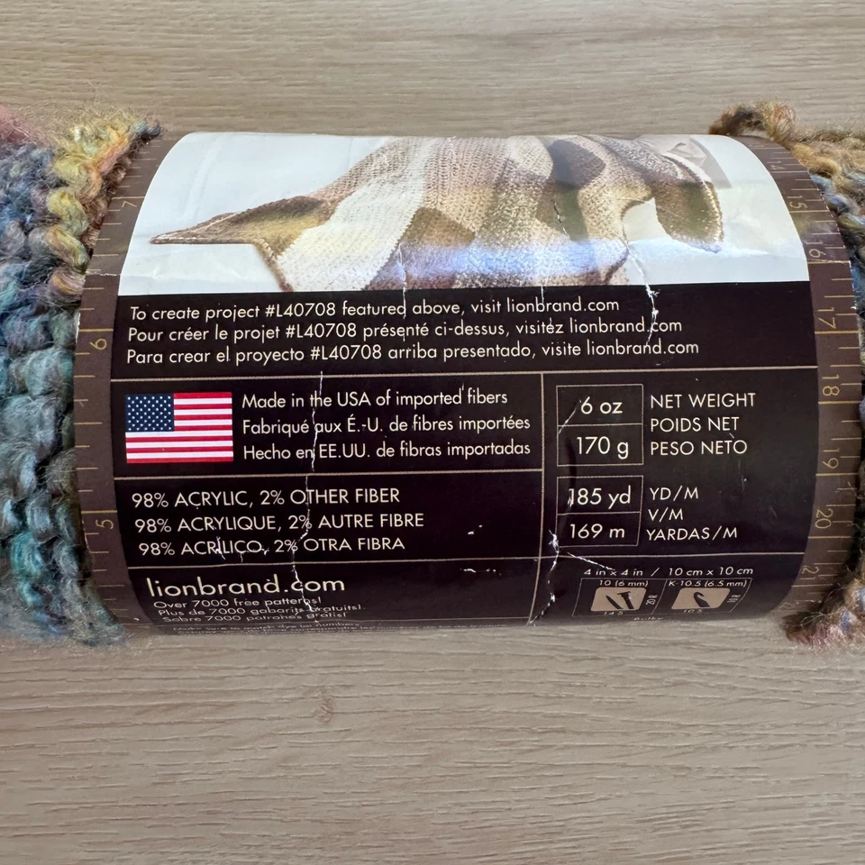 Hilo casero marca Lion 407 pintado desierto voluminoso mezcla acrílico suministro artesanal Foto 3 de 4