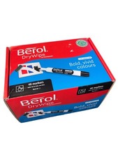 Berol Drywipe Marker Bullet Tip Black Pack of 48 Low Odour Black ink BNIB 