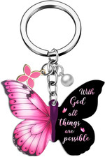 Butterfly Keychain for Women Butterfly Purse Charm Christian Keychain Faith Base