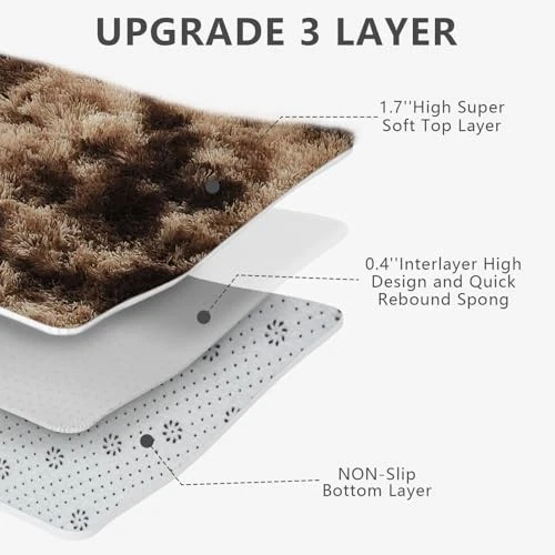 Alfombras peludas para dormitorio sala de estar, alfombras mullidas ultra suaves 8X10 para  Foto 3 de 4