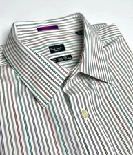 Paul Smith London Cotton Shirt Button Down White Striped Made in Italy 16,5 (42)