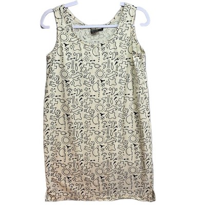 Primitive Arts Aztec Shift Dress Womens S Sleeveless Neutral Tribal Hieroglyphic