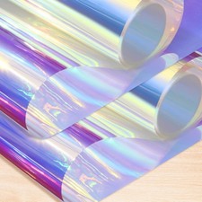 Zonon 2 Sheets Iridescent Cellophane Wrap Roll Holographic Window Film 16 X 100