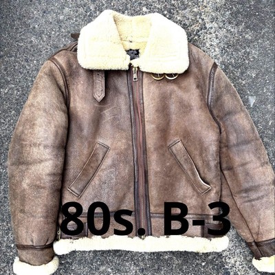 80s AVIREX B-3 Black Mouton 相当 Leather JKT