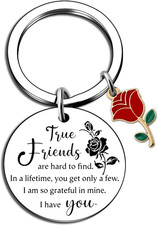 Best Friend Keychain Friendship Gifts for Women Birthday Rose Key Accessories Lo